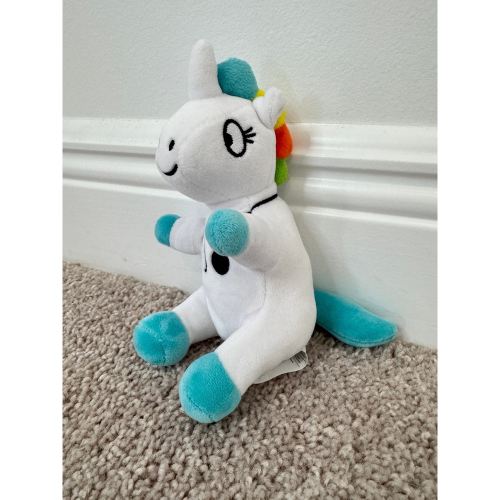 Open The Joy Rainbow Unicorn Doctor Stethoscope Plush White Teal 8 Inch Soft Toy